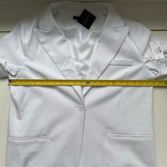 NWT Saks Fifth Avenue White Single Button Blazer Notched Collar Fully Lined L - Picture 11 of 14